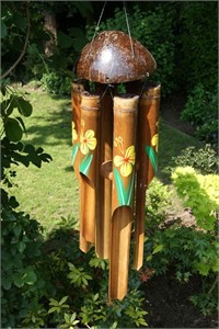 Bamboo Wind Chime with Yellow Hibiscus